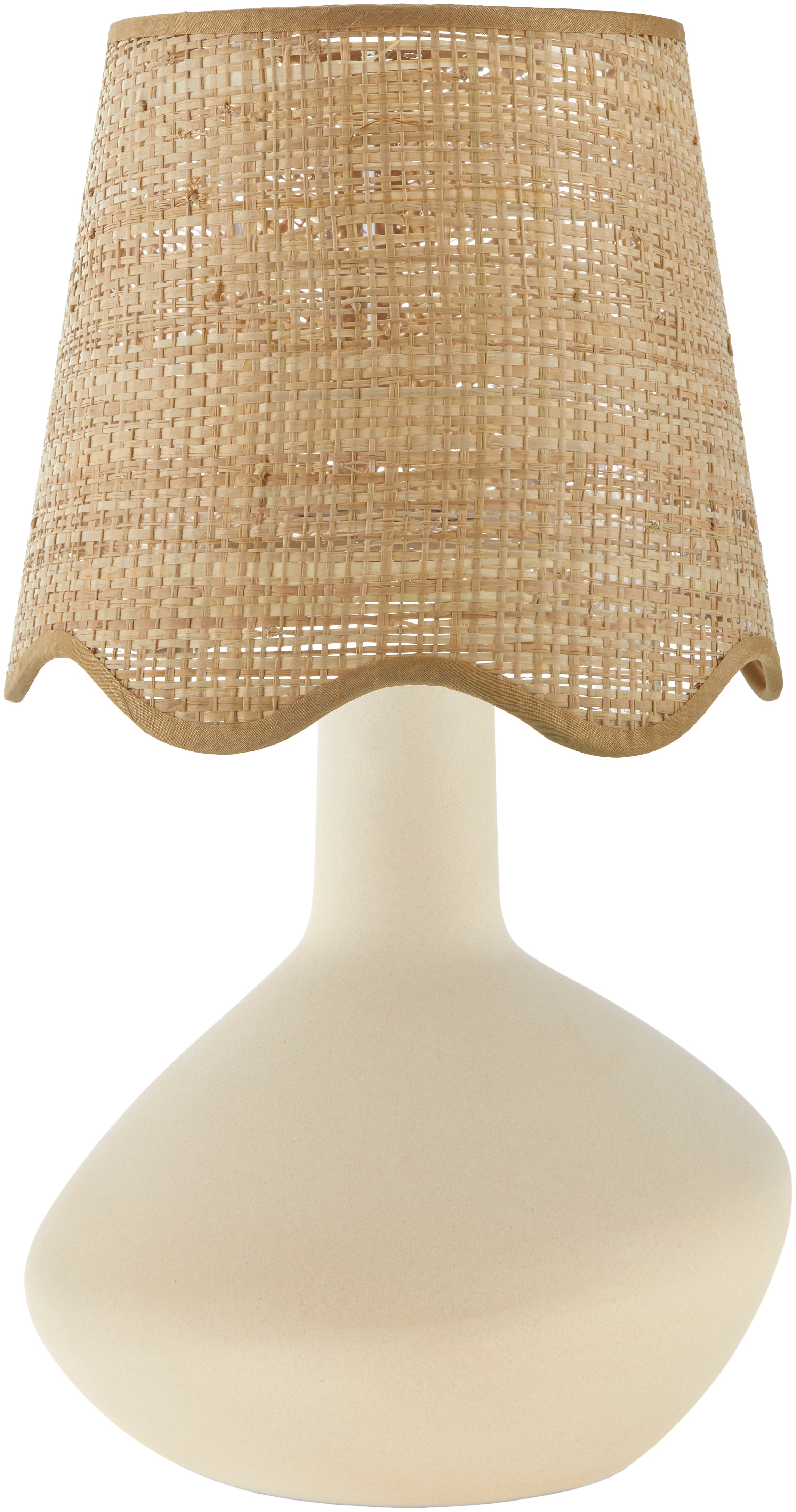 Maine Cottage Droplet Oblong Cream Ceramic Table Lamp with Scallop Shade | Maine Cottage® 