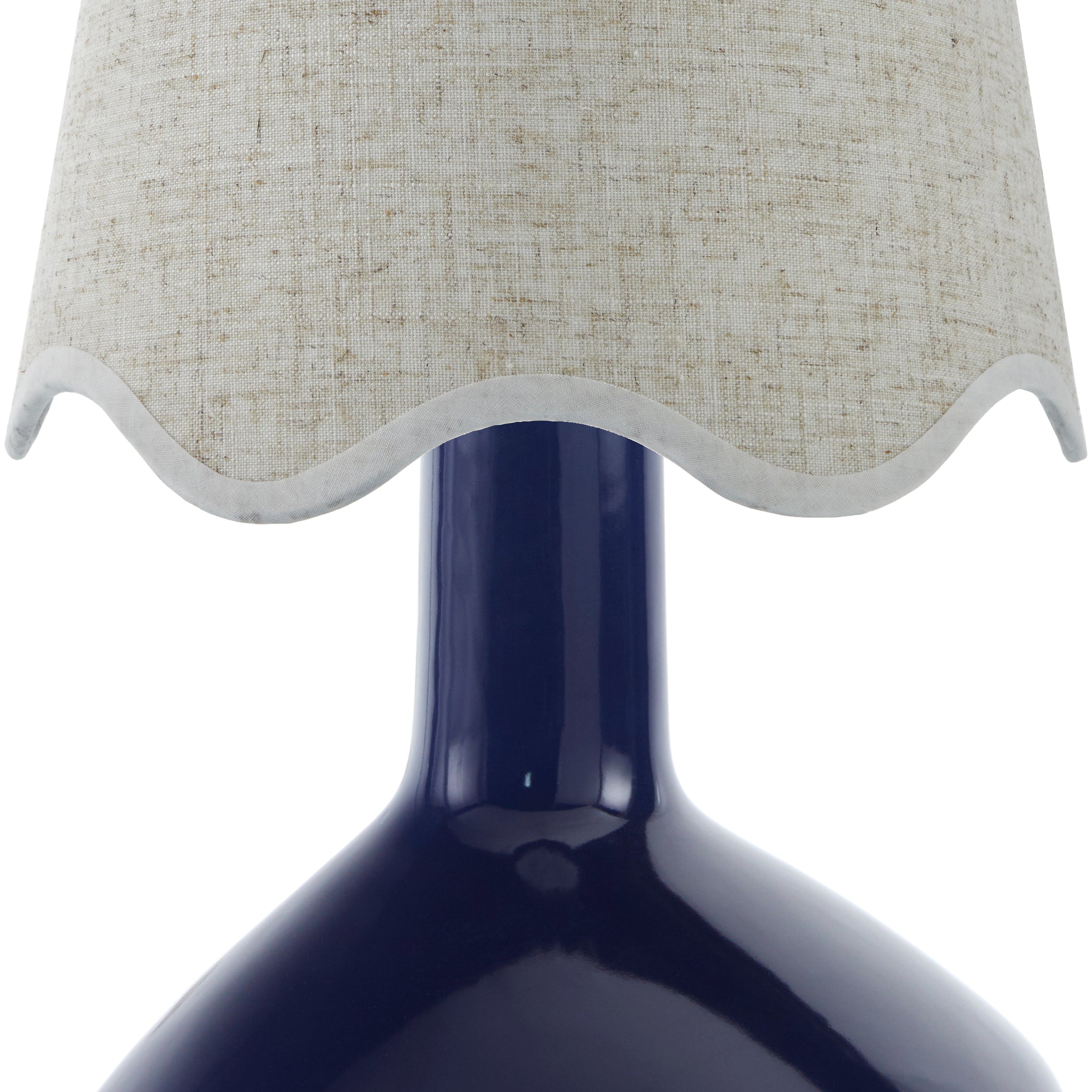 Maine Cottage Droplet Oblong Navy Ceramic Table Lamp with Scallop Shade | Maine Cottage® 