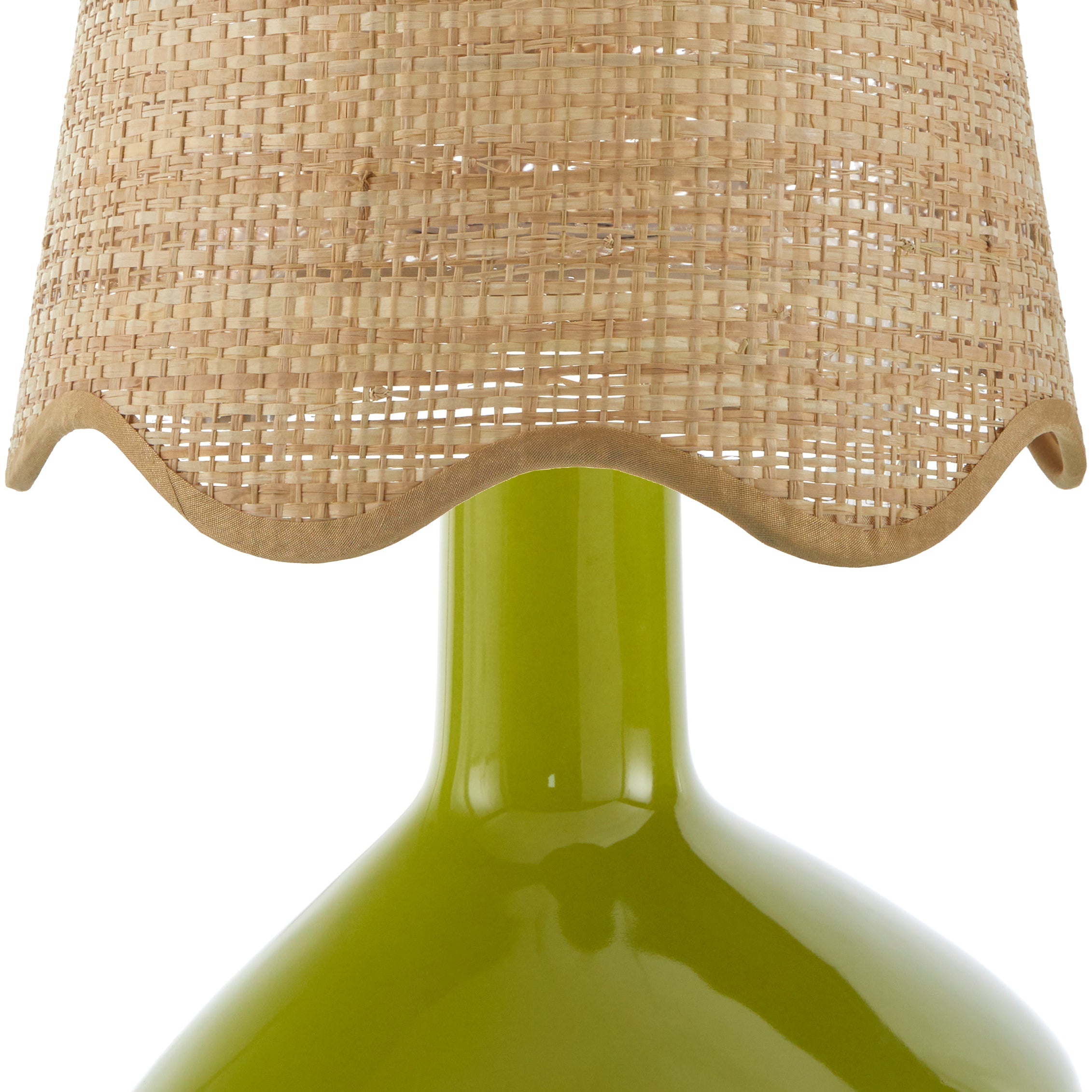 Maine Cottage Droplet Oblong Green Ceramic Table Lamp with Scallop Shade | Maine Cottage® 