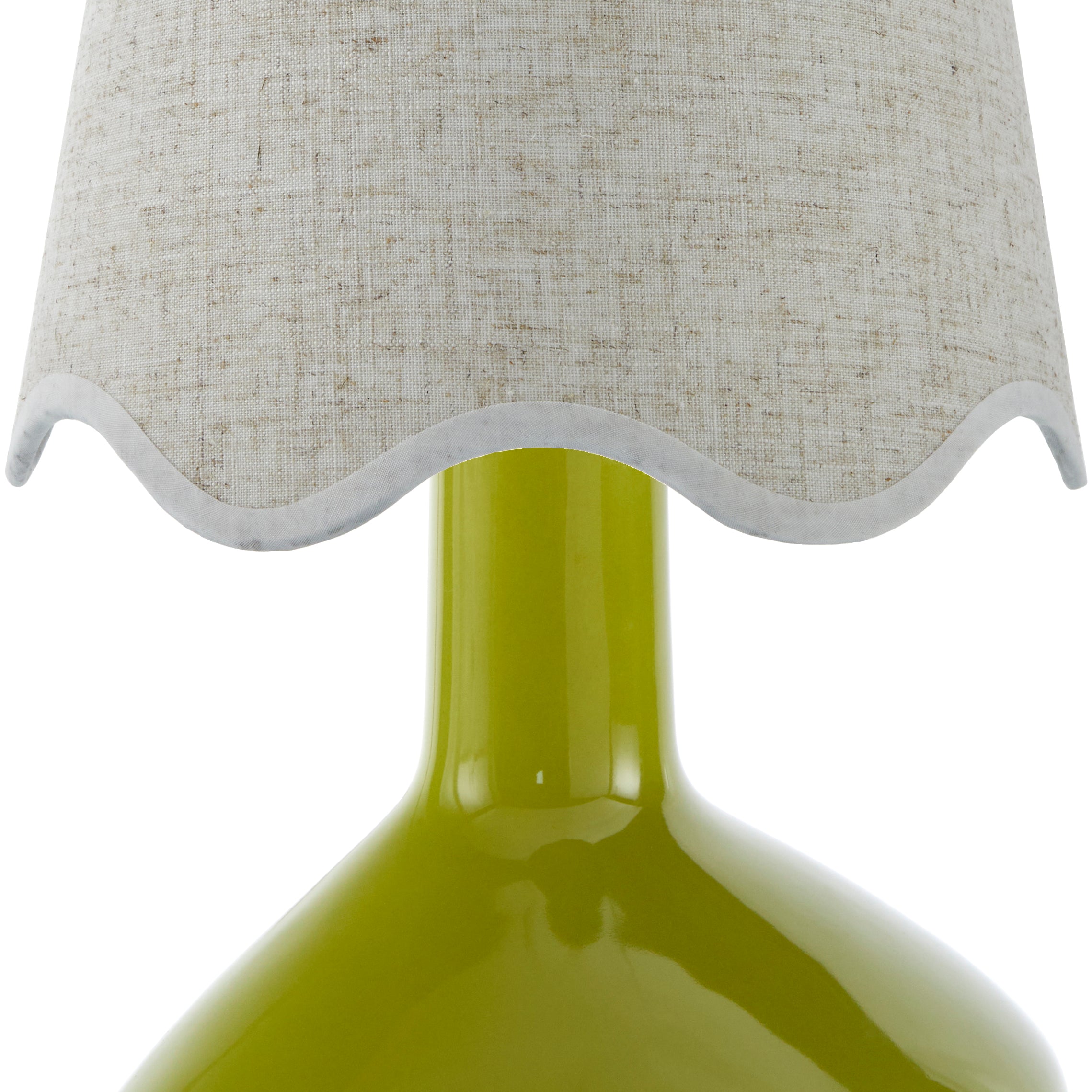Maine Cottage Droplet Oblong Green Ceramic Table Lamp with Scallop Shade | Maine Cottage® 