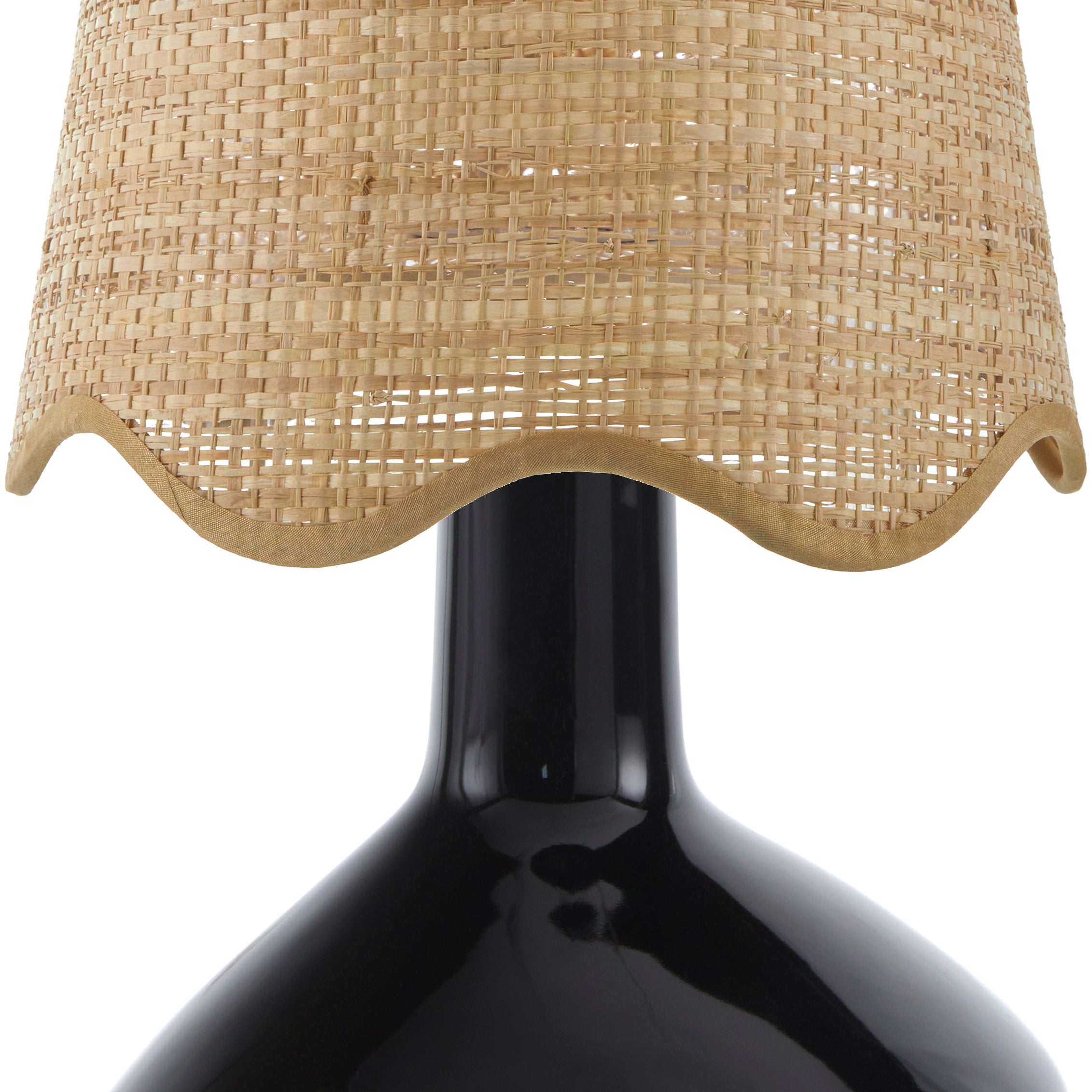 Maine Cottage Droplet Oblong Black Ceramic Table Lamp with Scallop Shade | Maine Cottage® 