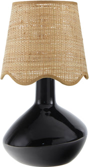 Maine Cottage Droplet Oblong Black Ceramic Table Lamp with Scallop Shade | Maine Cottage® 