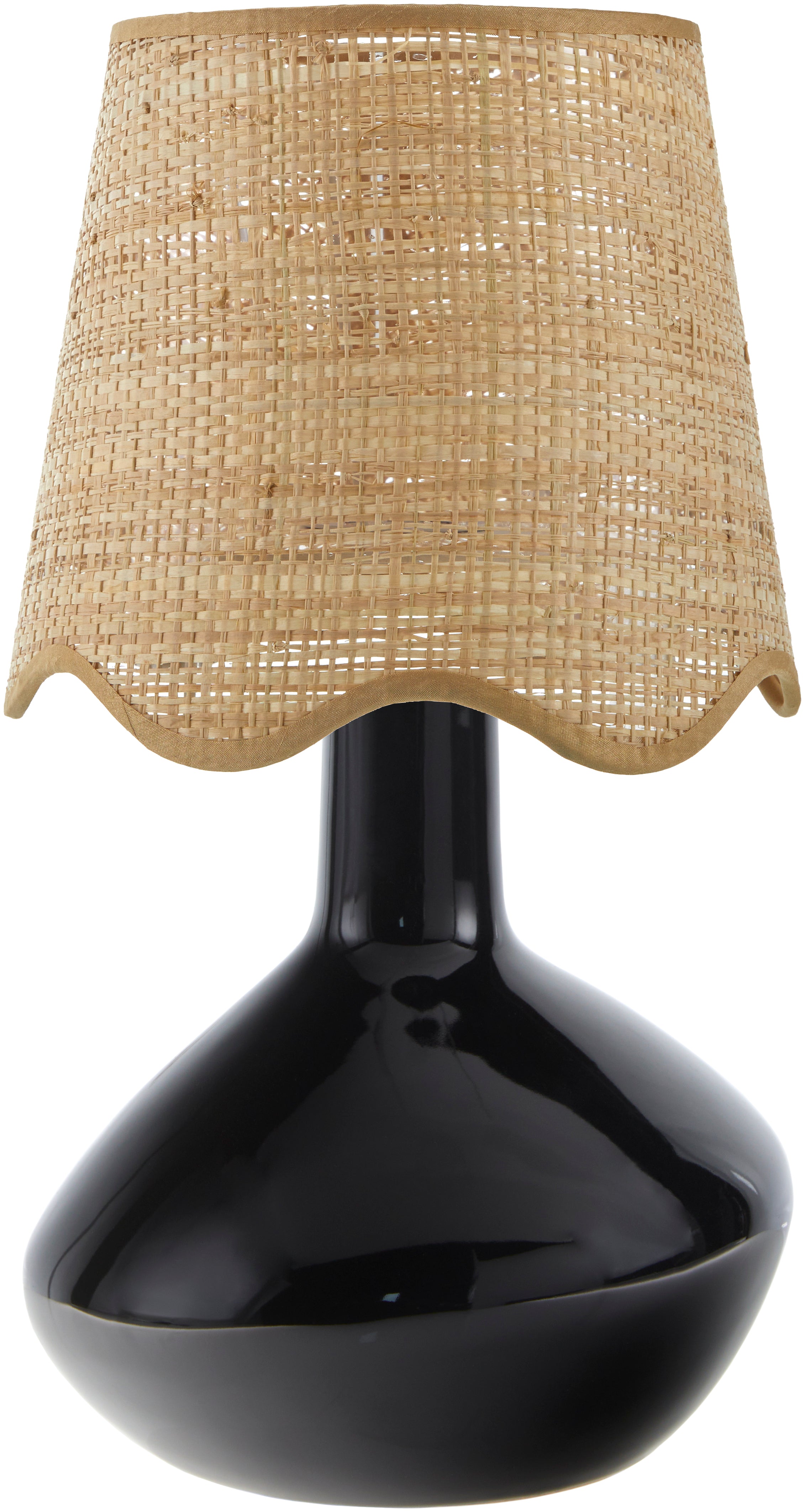 Maine Cottage Droplet Oblong Black Ceramic Table Lamp with Scallop Shade | Maine Cottage® 