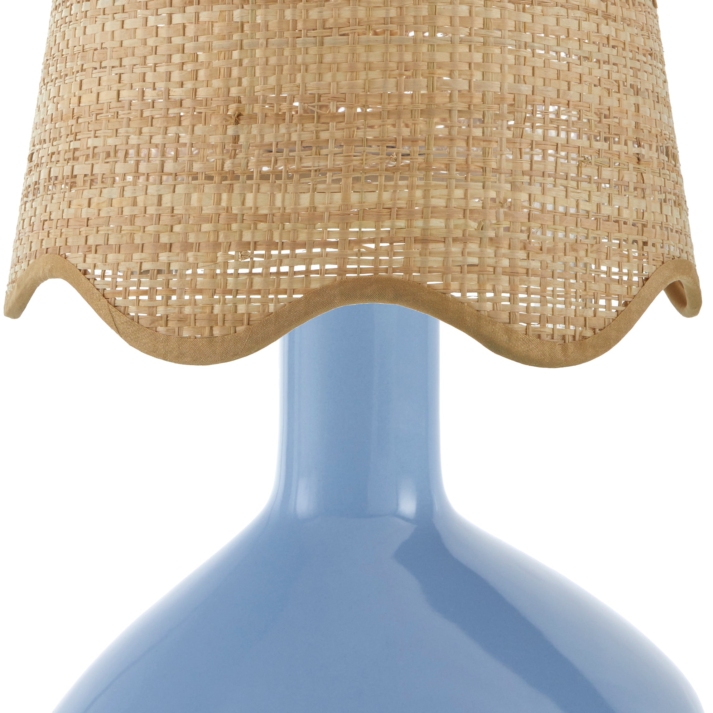 Maine Cottage Droplet Oblong Light Blue Ceramic Table Lamp with Scallop Shade | Maine Cottage® 