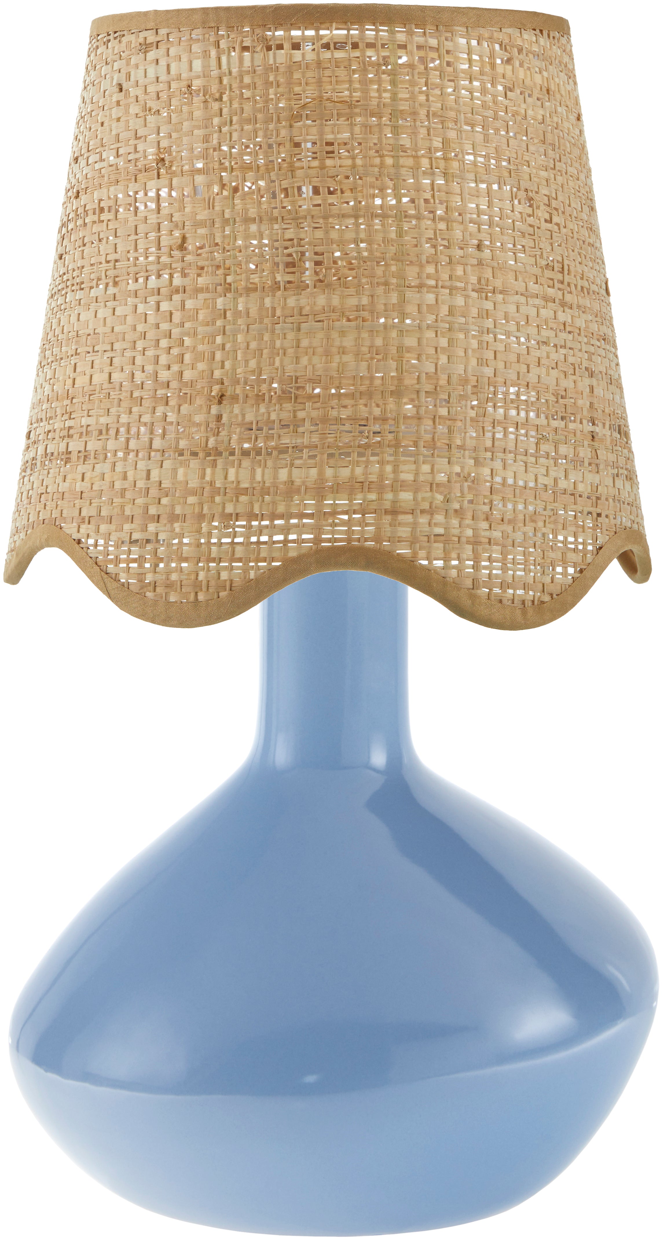 Maine Cottage Droplet Oblong Light Blue Ceramic Table Lamp with Scallop Shade | Maine Cottage® 
