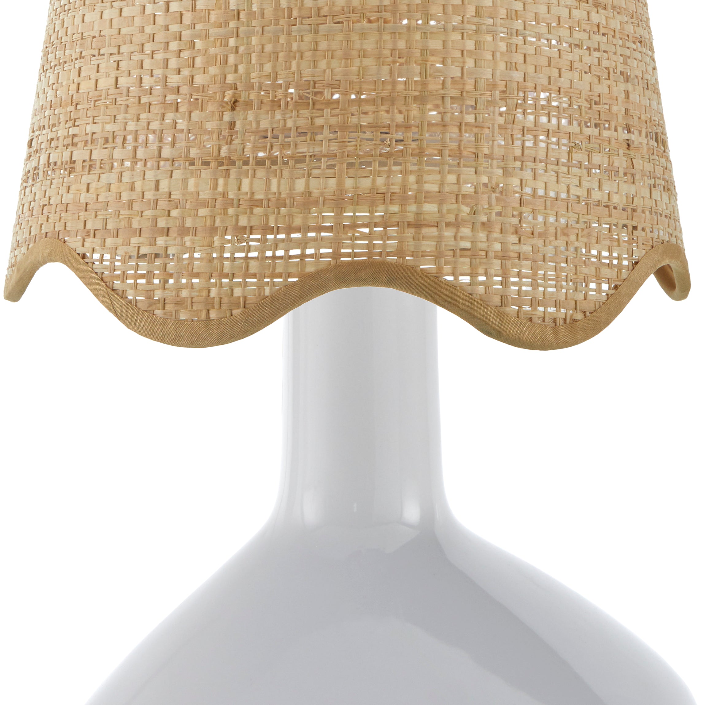 Maine Cottage Droplet Oblong White Ceramic Table Lamp with Scallop Shade | Maine Cottage® 