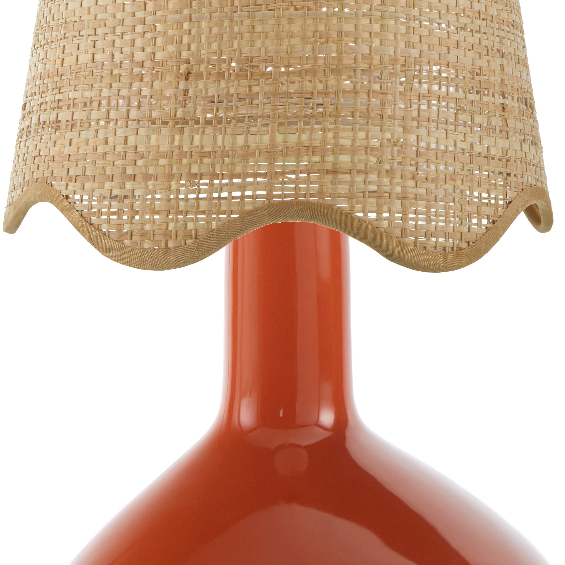 Maine Cottage Droplet Oblong Red Ceramic Table Lamp with Scallop Shade | Maine Cottage® 