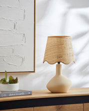 Maine Cottage Droplet Oblong Cream Ceramic Table Lamp with Scallop Shade | Maine Cottage® 