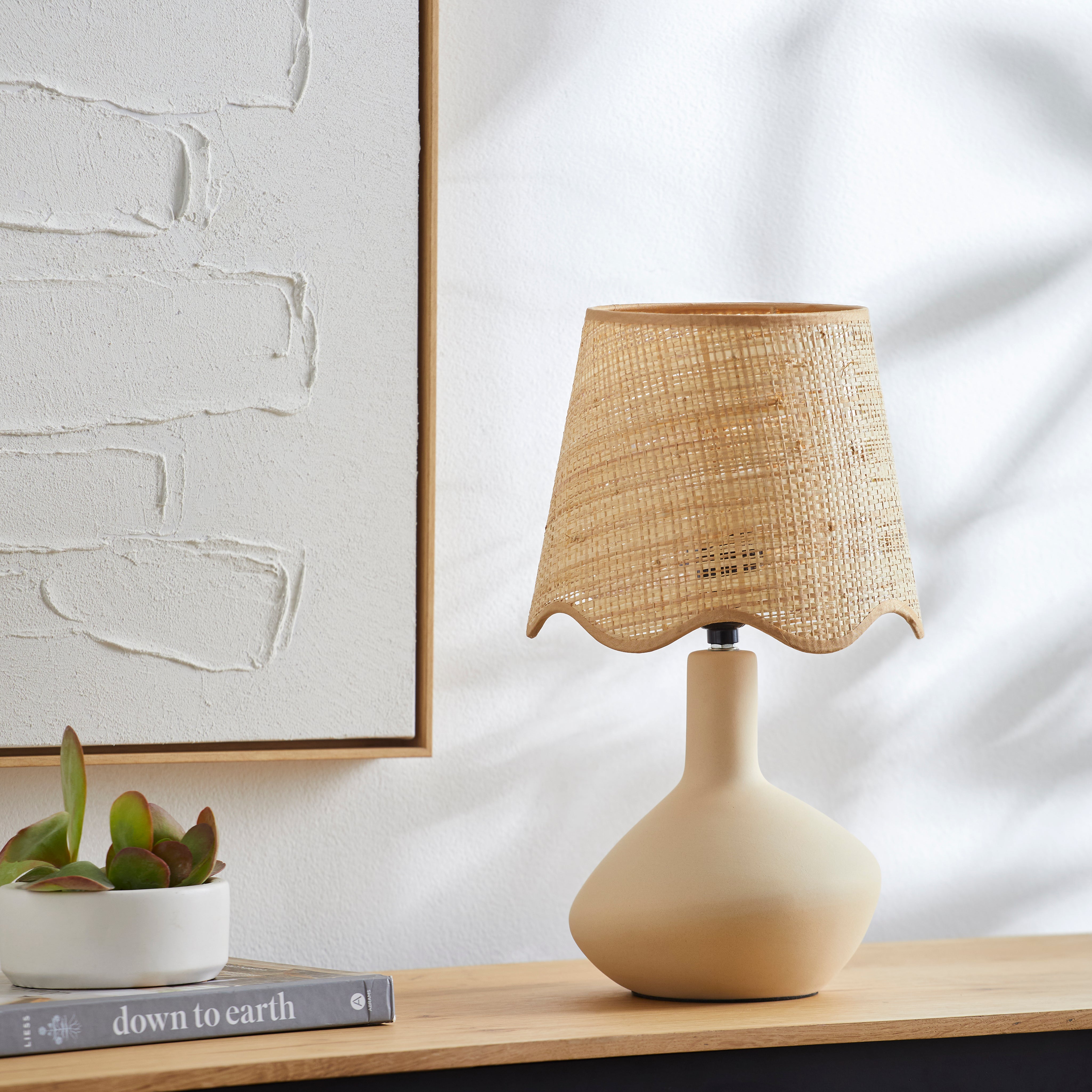 Maine Cottage Droplet Oblong Cream Ceramic Table Lamp with Scallop Shade | Maine Cottage® 