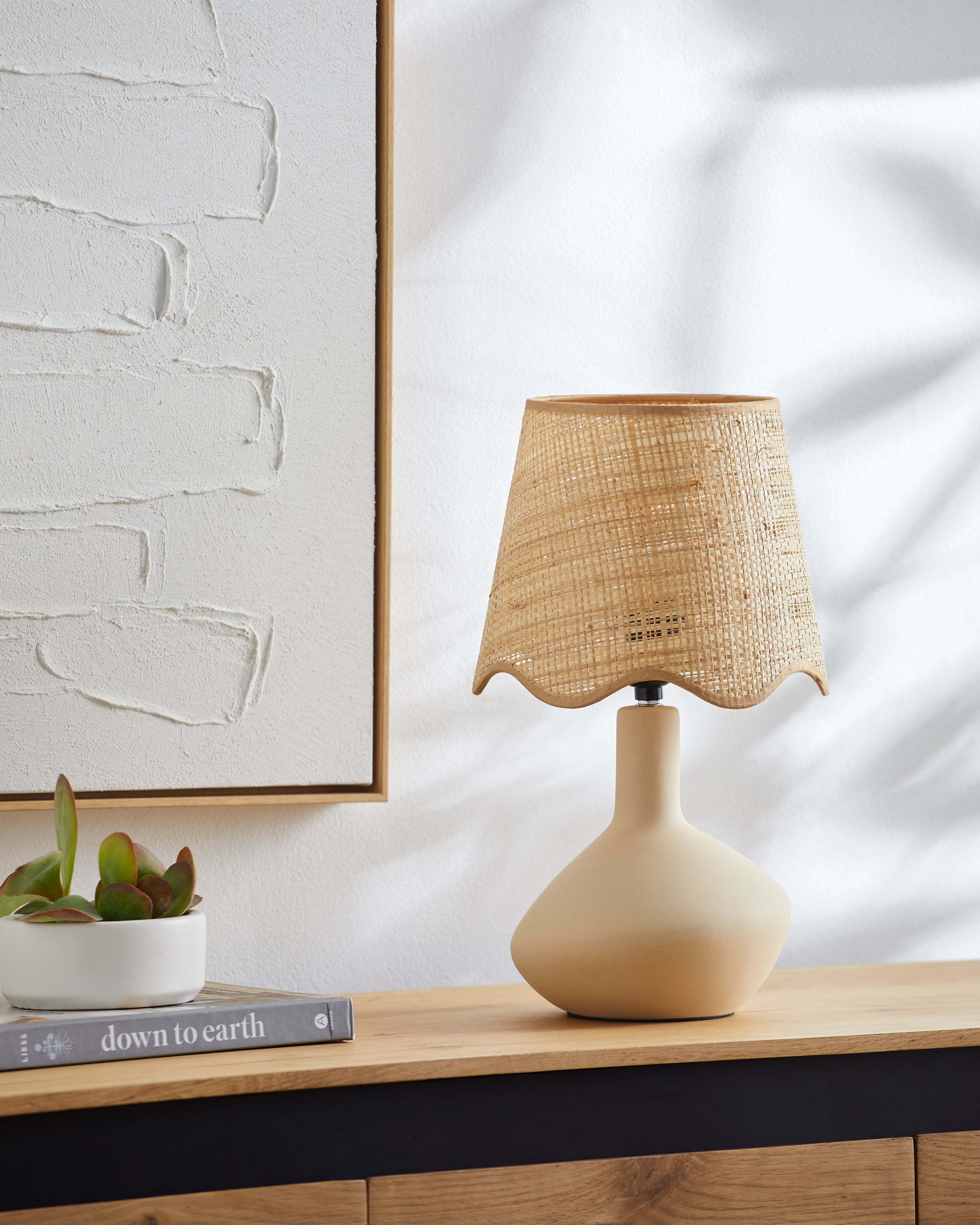 Maine Cottage Droplet Oblong Cream Ceramic Table Lamp with Scallop Shade | Maine Cottage® 