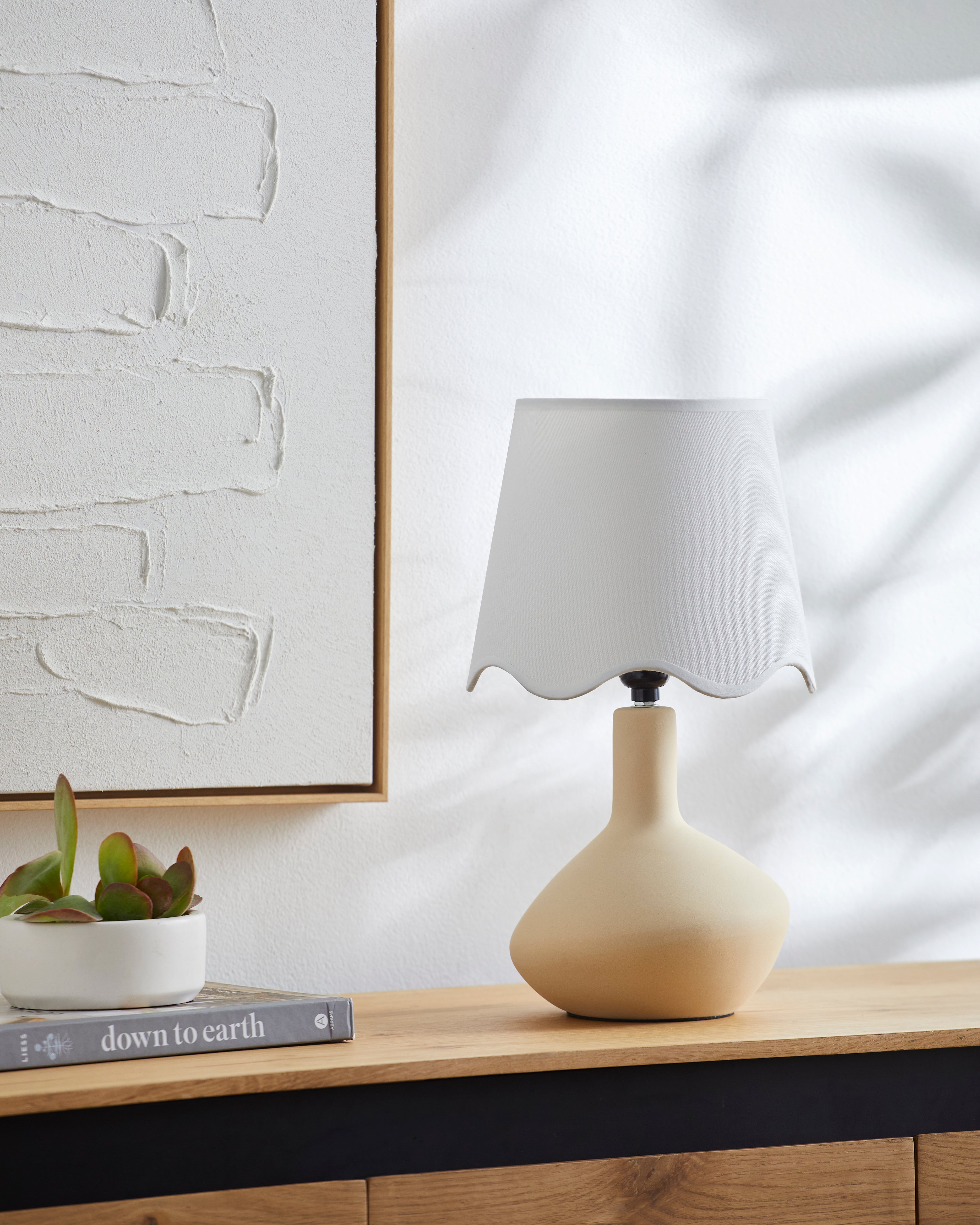 Maine Cottage Droplet Oblong Cream Ceramic Table Lamp with Scallop Shade | Maine Cottage® 