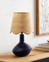 Maine Cottage Droplet Oblong Navy Ceramic Table Lamp with Scallop Shade | Maine Cottage® 