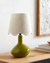 Maine Cottage Droplet Oblong Green Ceramic Table Lamp with Scallop Shade | Maine Cottage® 