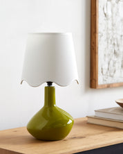 Maine Cottage Droplet Oblong Green Ceramic Table Lamp with Scallop Shade | Maine Cottage® 