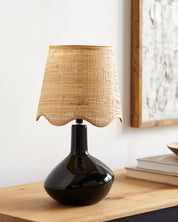 Maine Cottage Droplet Oblong Black Ceramic Table Lamp with Scallop Shade | Maine Cottage® 