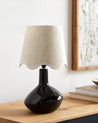 Maine Cottage Droplet Oblong Black Ceramic Table Lamp with Scallop Shade | Maine Cottage® 