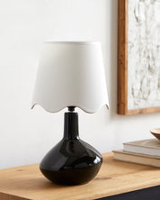 Maine Cottage Droplet Oblong Black Ceramic Table Lamp with Scallop Shade | Maine Cottage® 