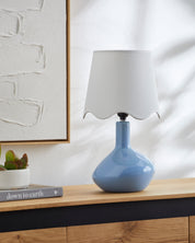 Maine Cottage Droplet Oblong Light Blue Ceramic Table Lamp with Scallop Shade | Maine Cottage® 