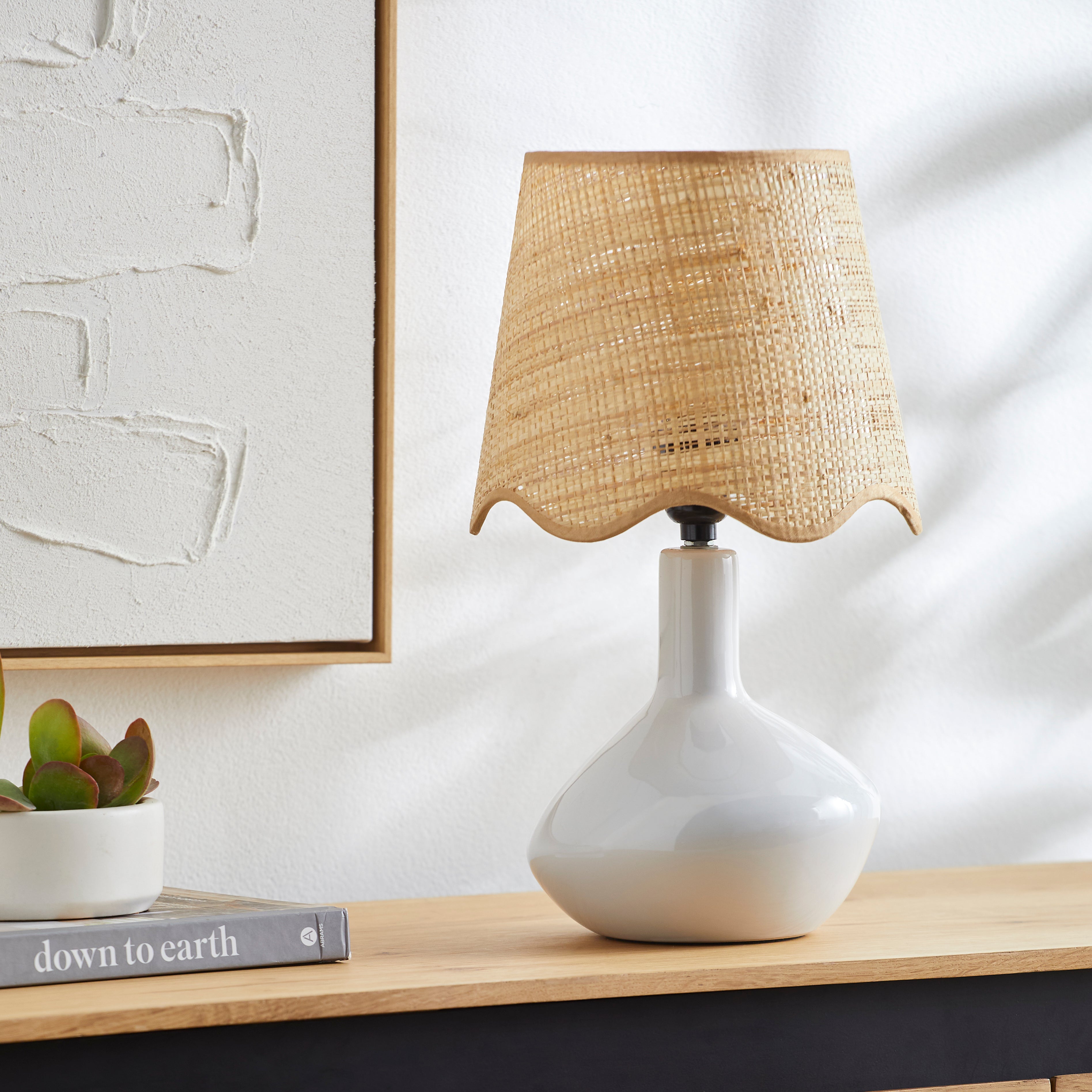 Maine Cottage Droplet Oblong White Ceramic Table Lamp with Scallop Shade | Maine Cottage® 