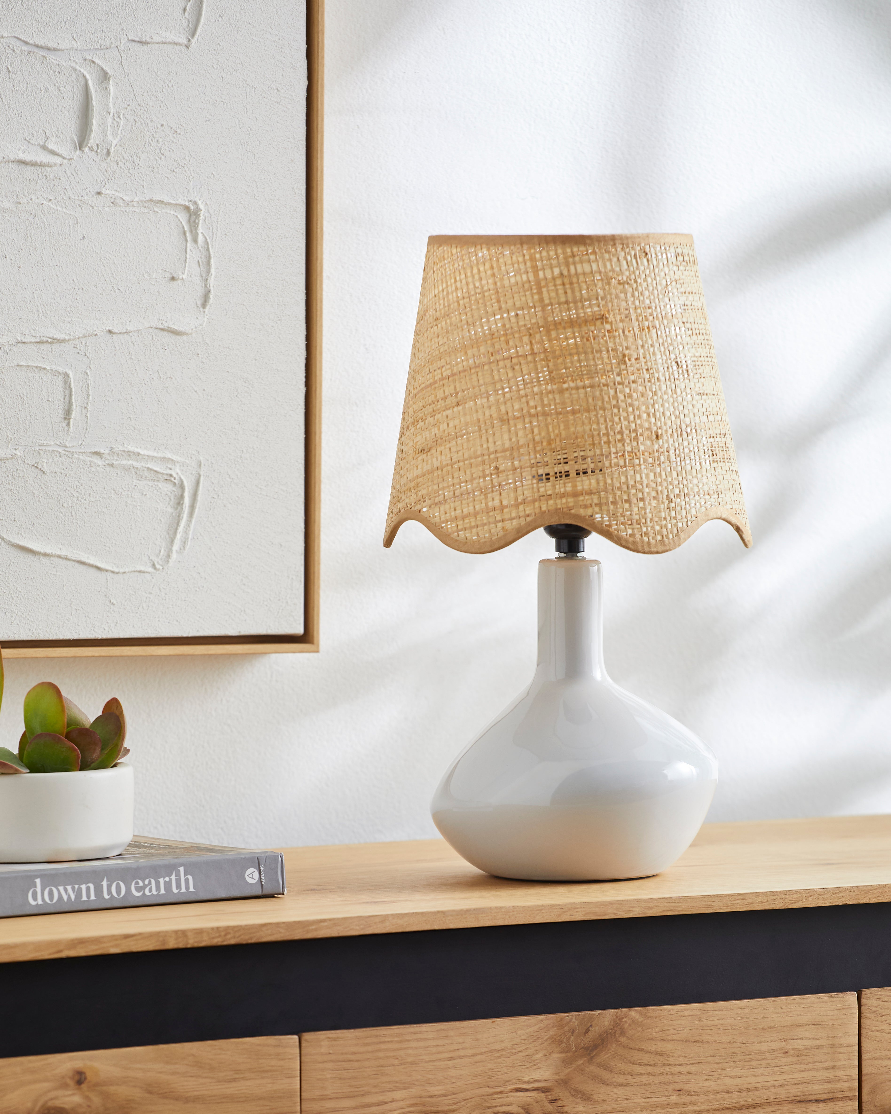 Maine Cottage Droplet Oblong White Ceramic Table Lamp with Scallop Shade | Maine Cottage® 