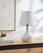 Maine Cottage Droplet Oblong White Ceramic Table Lamp with Scallop Shade | Maine Cottage® 