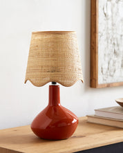Maine Cottage Droplet Oblong Red Ceramic Table Lamp with Scallop Shade | Maine Cottage® 