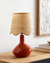 Maine Cottage Droplet Oblong Red Ceramic Table Lamp with Scallop Shade | Maine Cottage® 