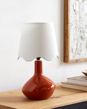 Maine Cottage Droplet Oblong Red Ceramic Table Lamp with Scallop Shade | Maine Cottage® 
