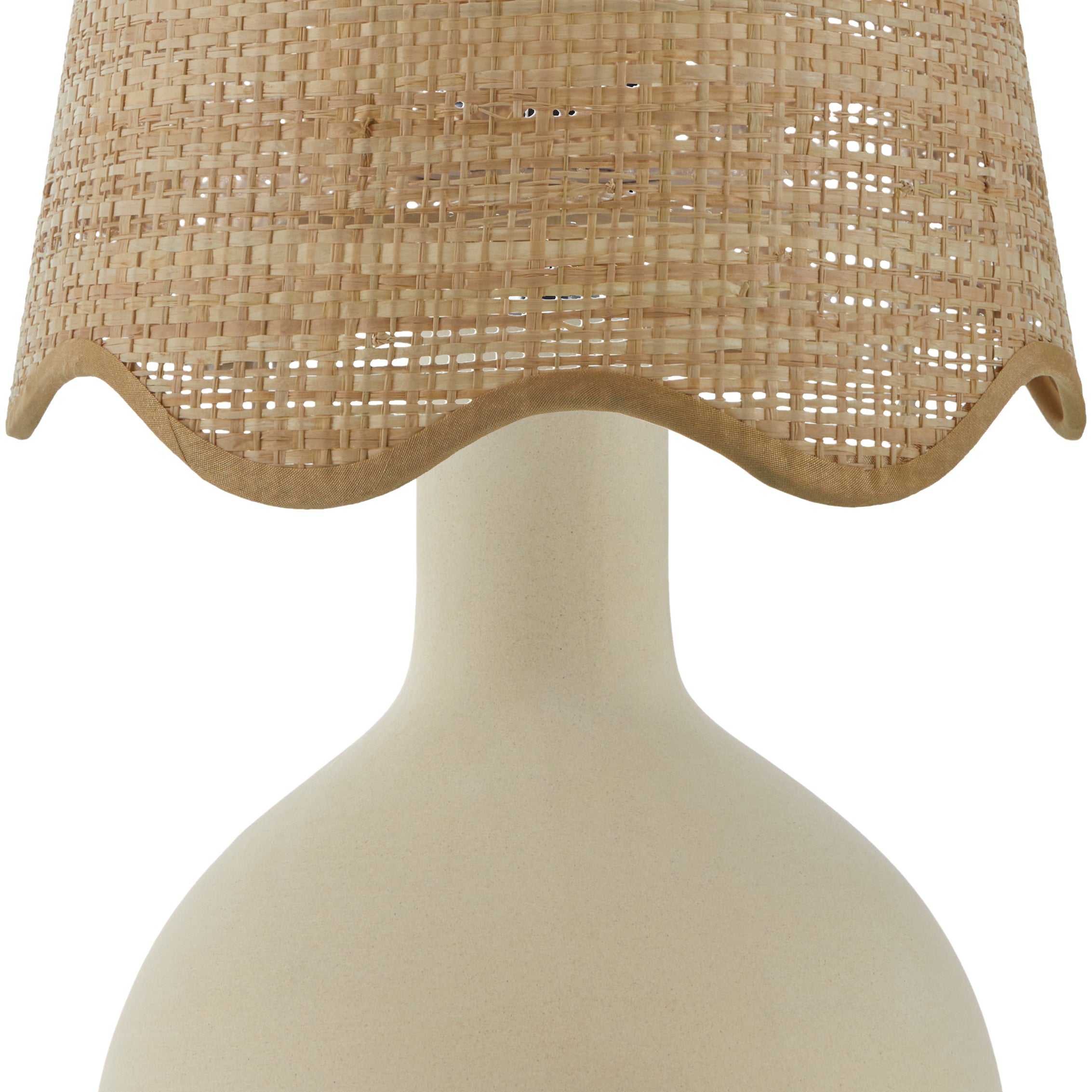 Maine Cottage Droplet Oval Cream Ceramic Table Lamp with Scallop Shade | Maine Cottage® 