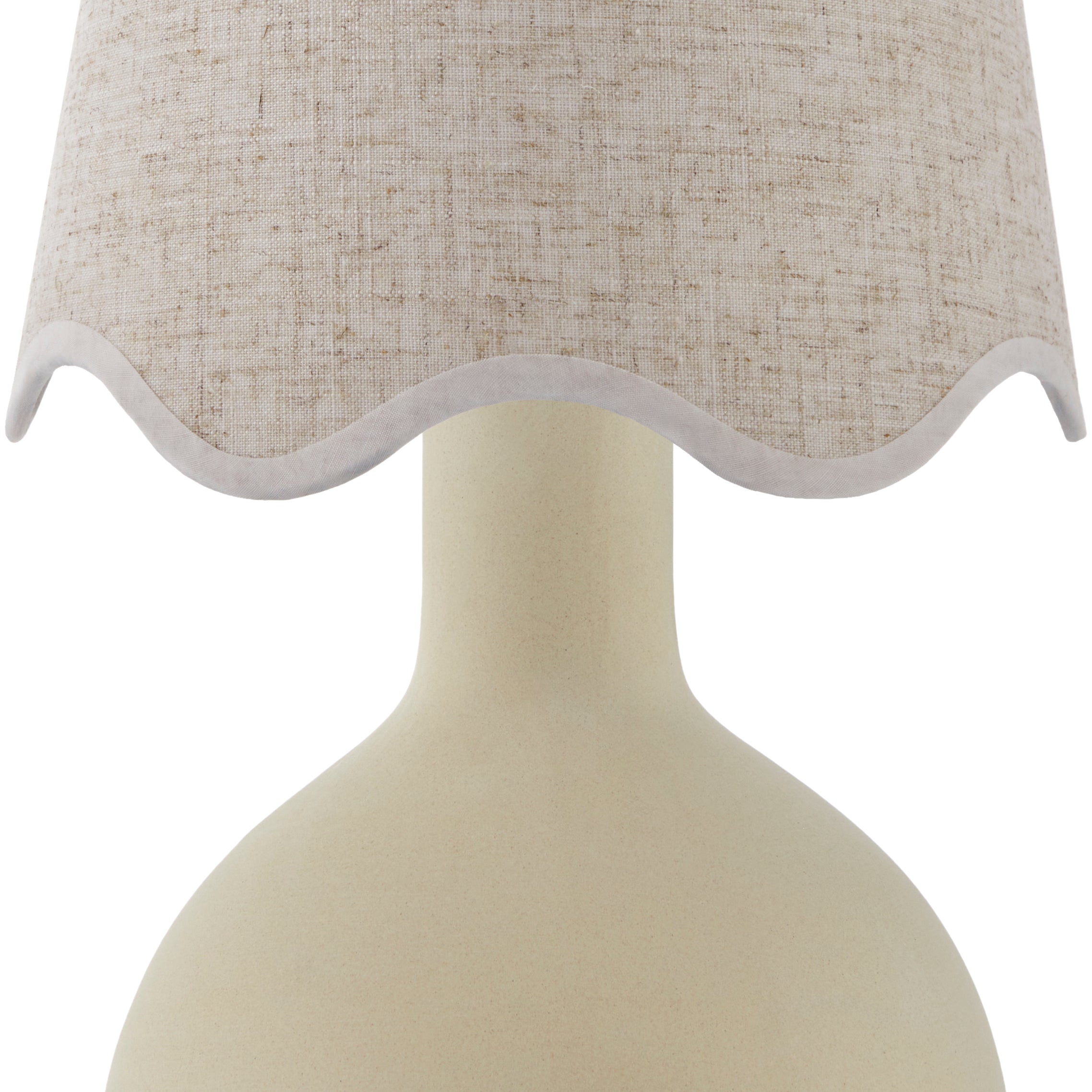 Maine Cottage Droplet Oval Cream Ceramic Table Lamp with Scallop Shade | Maine Cottage® 