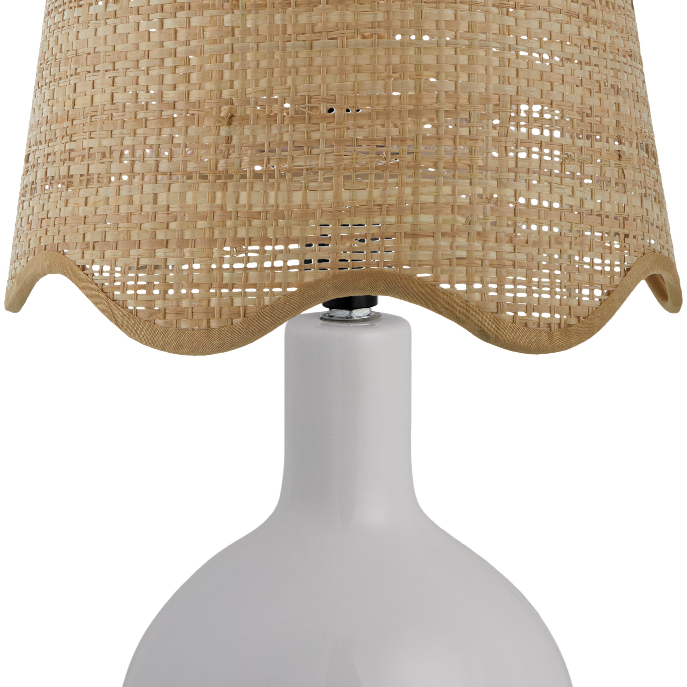 Maine Cottage Droplet Oval White Ceramic Table Lamp with Scallop Shade | Maine Cottage® 