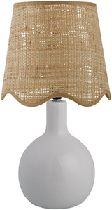 Droplet Oval White Ceramic Table Lamp with Scallop Shade