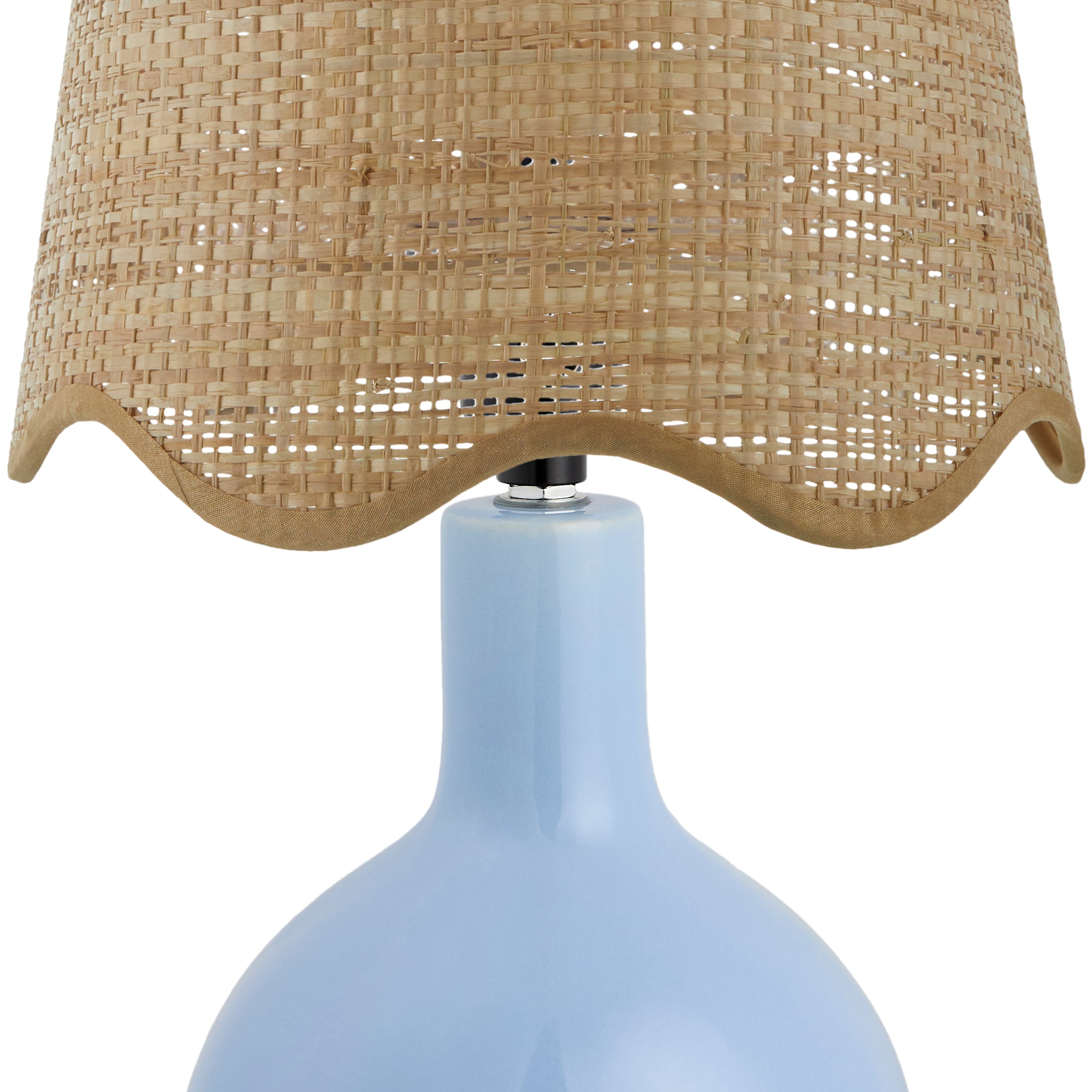 Maine Cottage Droplet Oval Light Blue Ceramic Table Lamp with Scallop Shade | Maine Cottage® 
