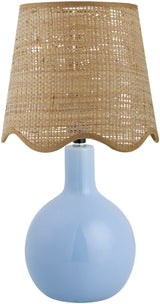 Droplet Oval Light Blue Ceramic Table Lamp with Scallop Shade