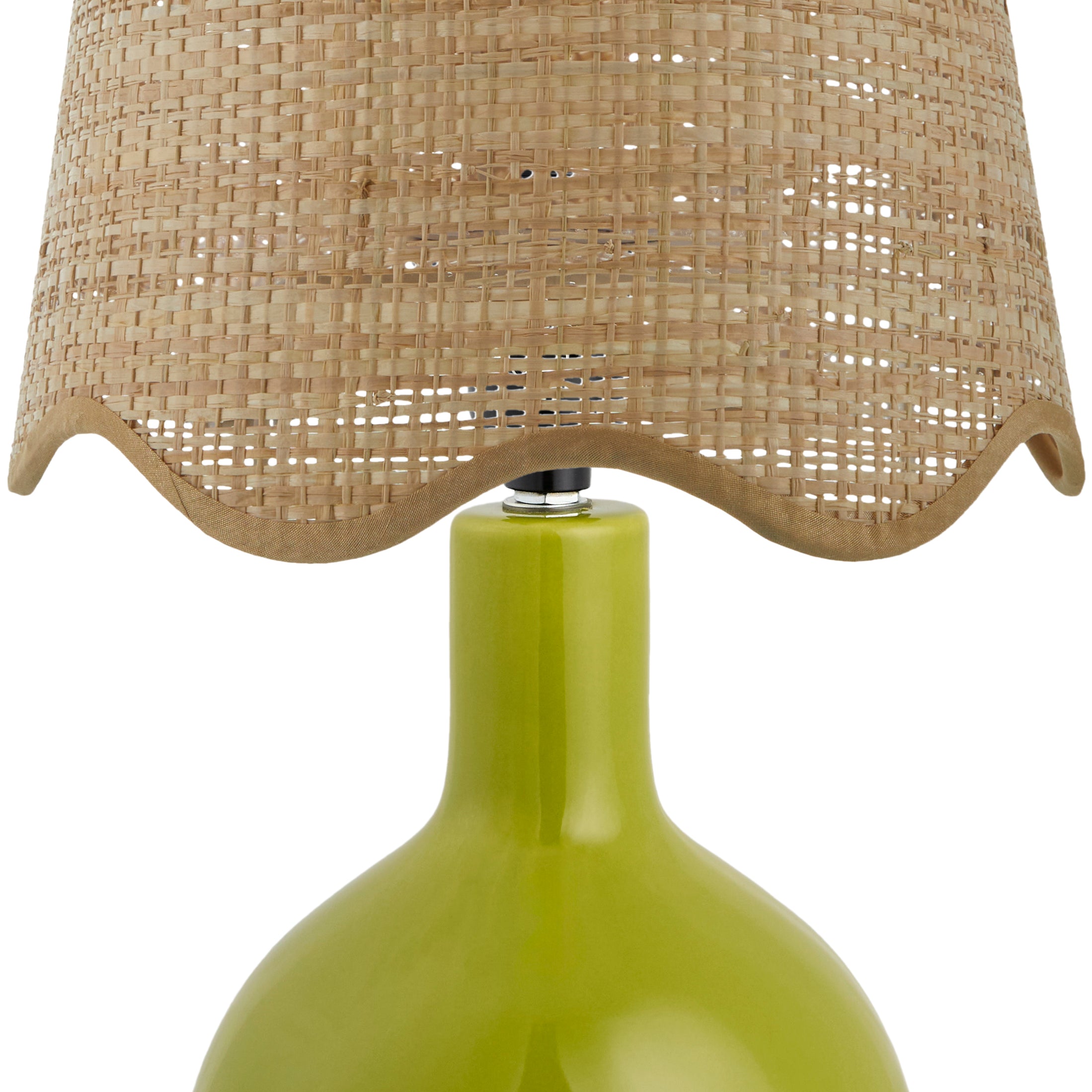 Maine Cottage Droplet Oval Green Ceramic Table Lamp with Scallop Shade | Maine Cottage® 