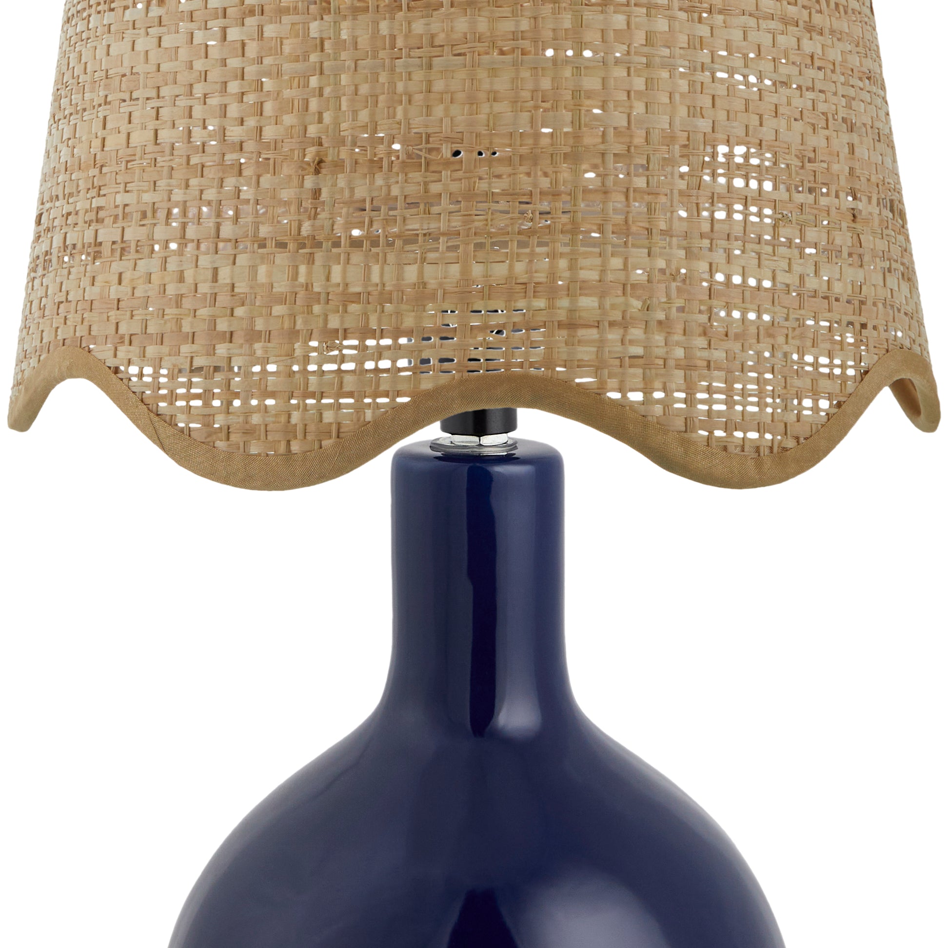 Maine Cottage Droplet Oval Navy Ceramic Table Lamp with Scallop Shade | Maine Cottage® 