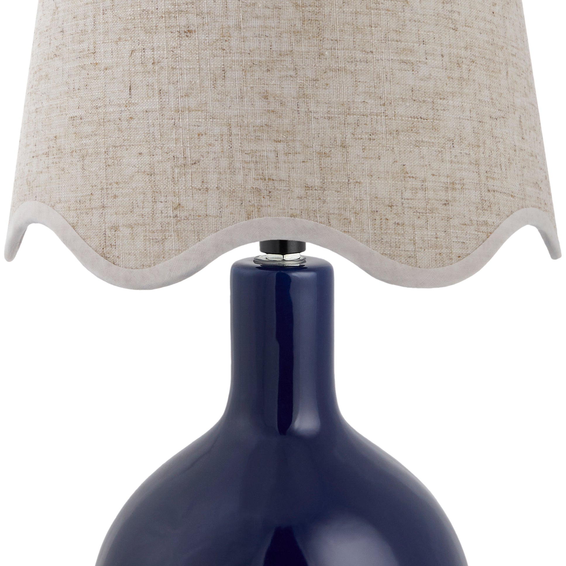 Maine Cottage Droplet Oval Navy Ceramic Table Lamp with Scallop Shade | Maine Cottage® 