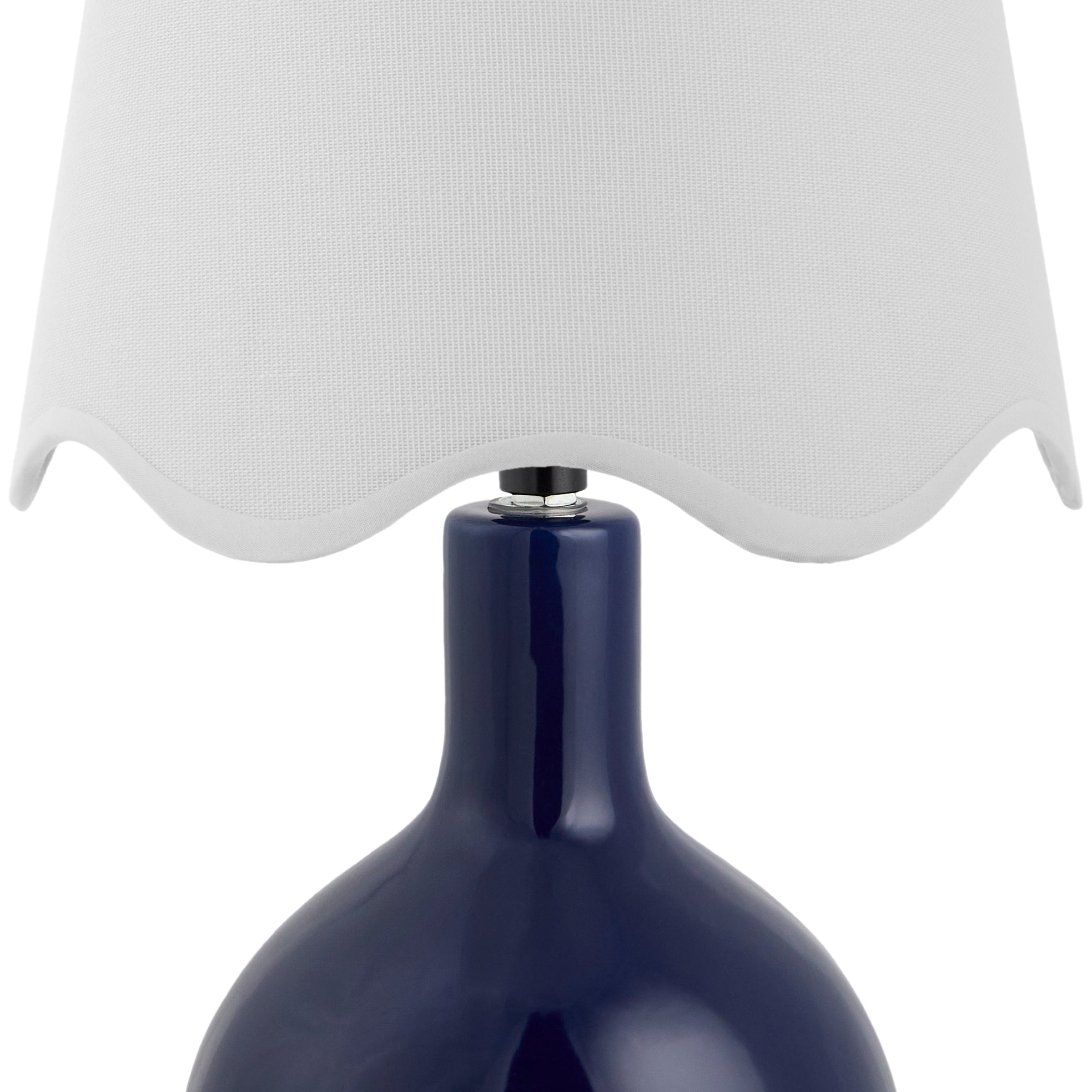 Maine Cottage Droplet Oval Navy Ceramic Table Lamp with Scallop Shade | Maine Cottage® 