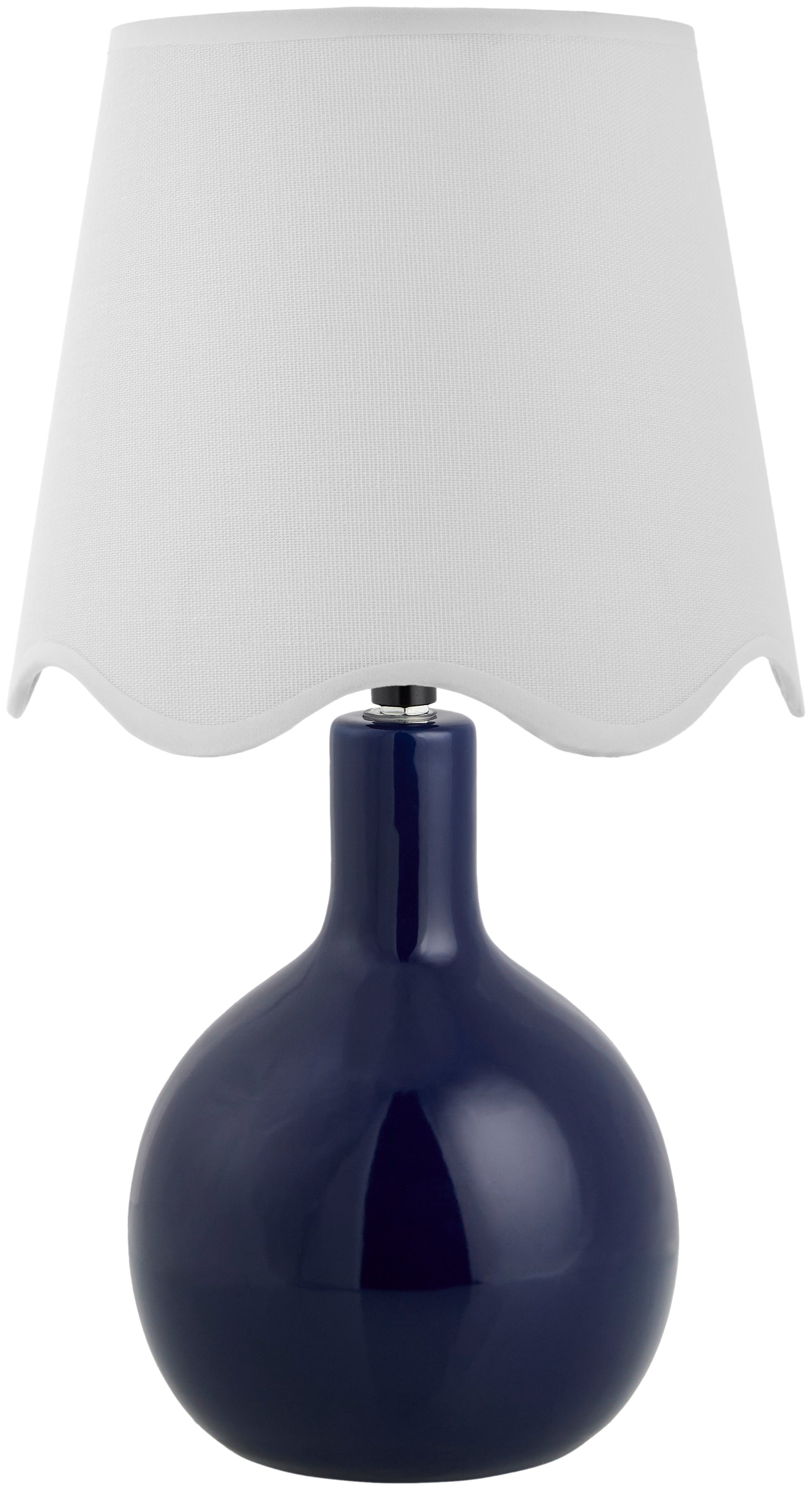 Droplet Oval Navy Ceramic Table Lamp with Scallop Shade Table