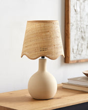Maine Cottage Droplet Oval Cream Ceramic Table Lamp with Scallop Shade | Maine Cottage® 