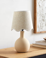 Maine Cottage Droplet Oval Cream Ceramic Table Lamp with Scallop Shade | Maine Cottage® 
