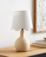 Maine Cottage Droplet Oval Cream Ceramic Table Lamp with Scallop Shade | Maine Cottage® 