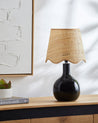 Maine Cottage Droplet Oval Black Ceramic Table Lamp with Scallop Shade | Maine Cottage® 