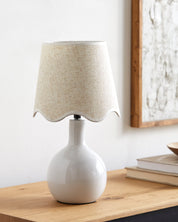 Maine Cottage Droplet Oval White Ceramic Table Lamp with Scallop Shade | Maine Cottage® 