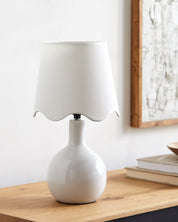 Maine Cottage Droplet Oval White Ceramic Table Lamp with Scallop Shade | Maine Cottage® 