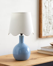Maine Cottage Droplet Oval Light Blue Ceramic Table Lamp with Scallop Shade | Maine Cottage® 