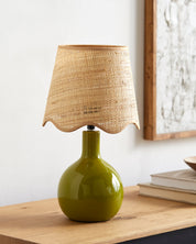 Maine Cottage Droplet Oval Green Ceramic Table Lamp with Scallop Shade | Maine Cottage® 