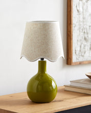 Maine Cottage Droplet Oval Green Ceramic Table Lamp with Scallop Shade | Maine Cottage® 
