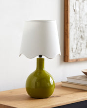 Maine Cottage Droplet Oval Green Ceramic Table Lamp with Scallop Shade | Maine Cottage® 