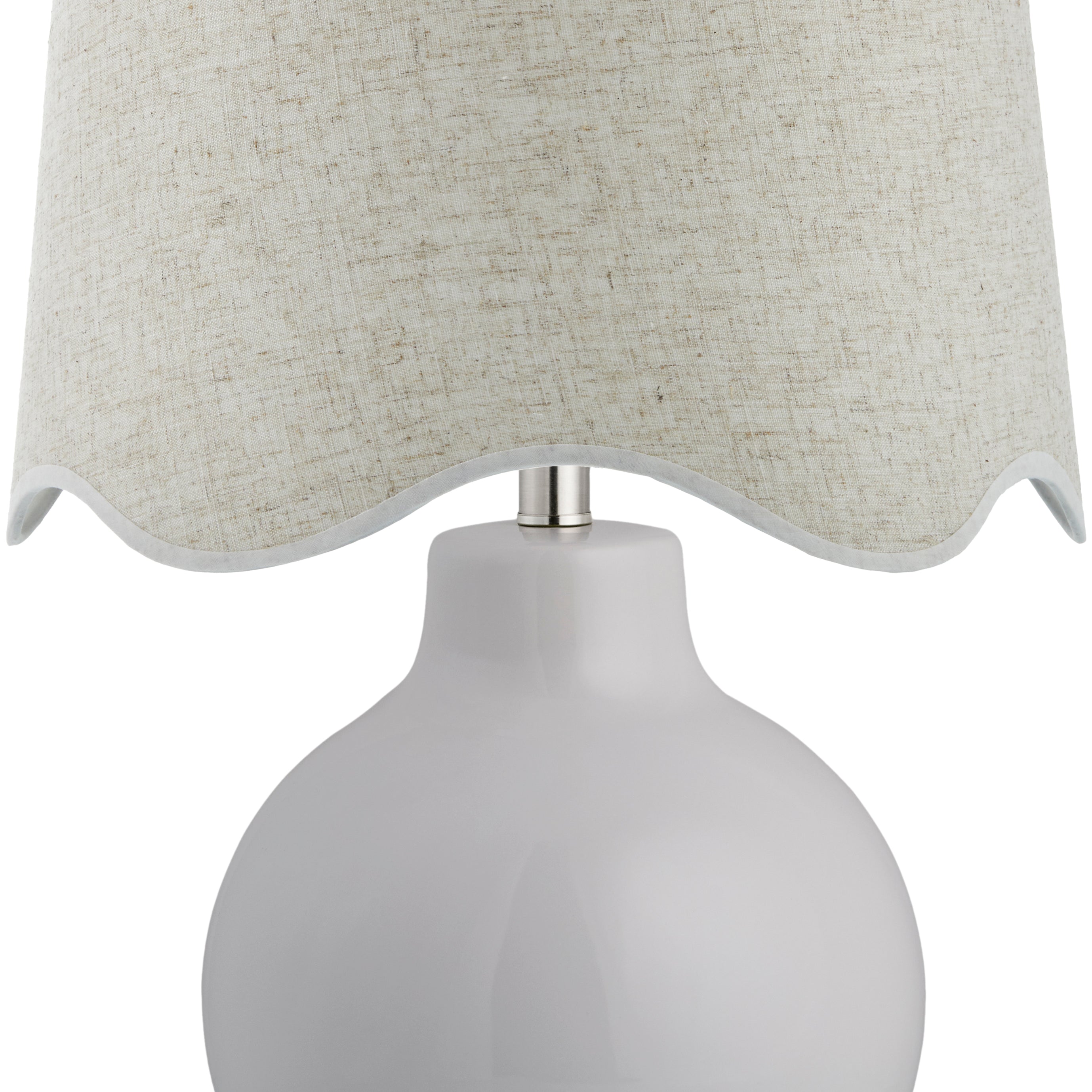 Maine Cottage Droplet Round White Ceramic Table Lamp with Scallop Shade | Maine Cottage® 